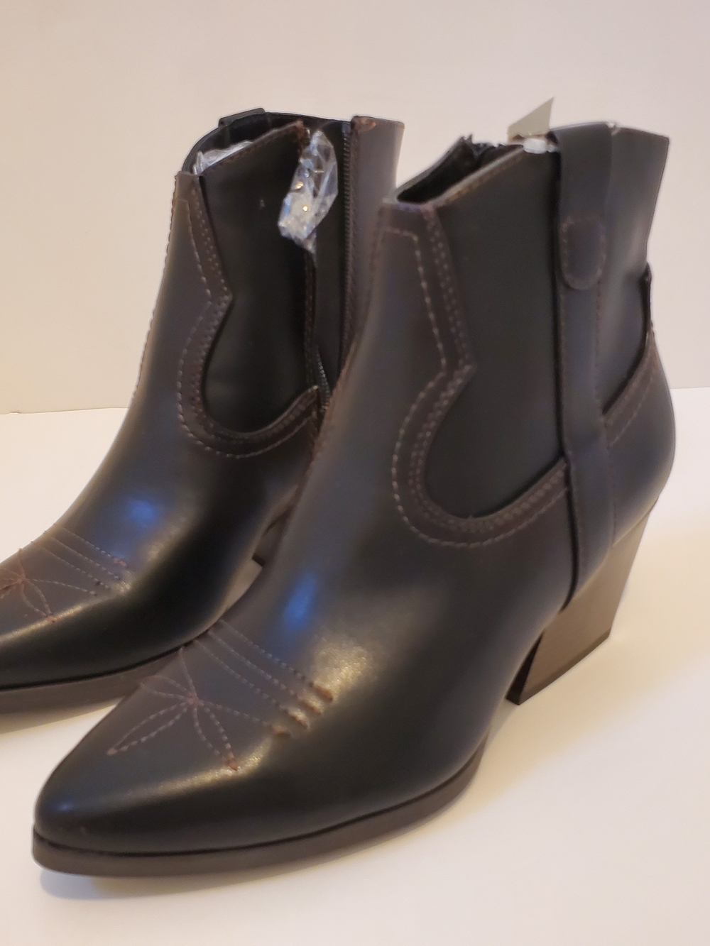 Soda Black Western-Style Ankle Booties